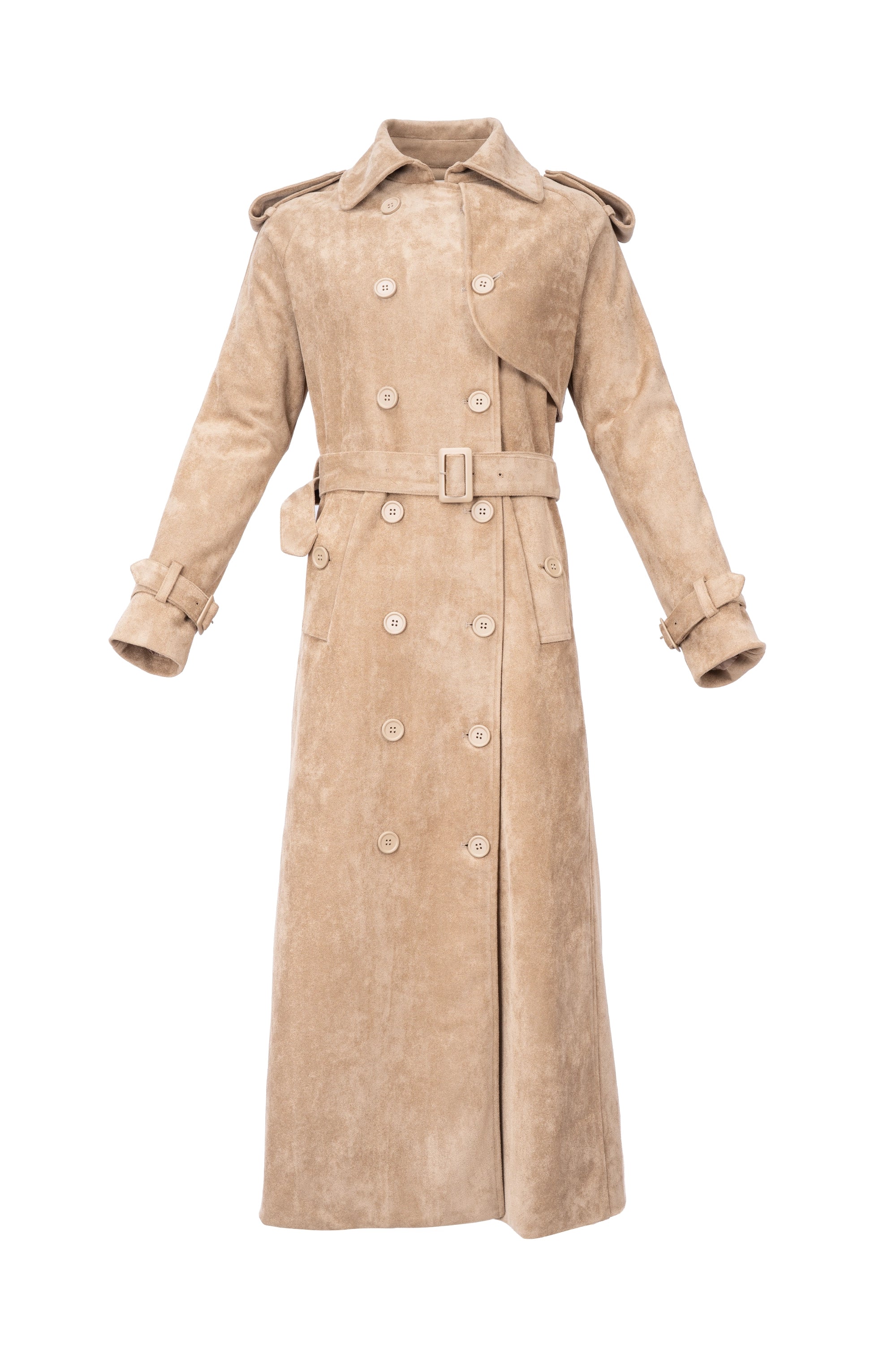 SUEDE TRENCH COAT معطف واقٍ من المطر من جلد الغزال