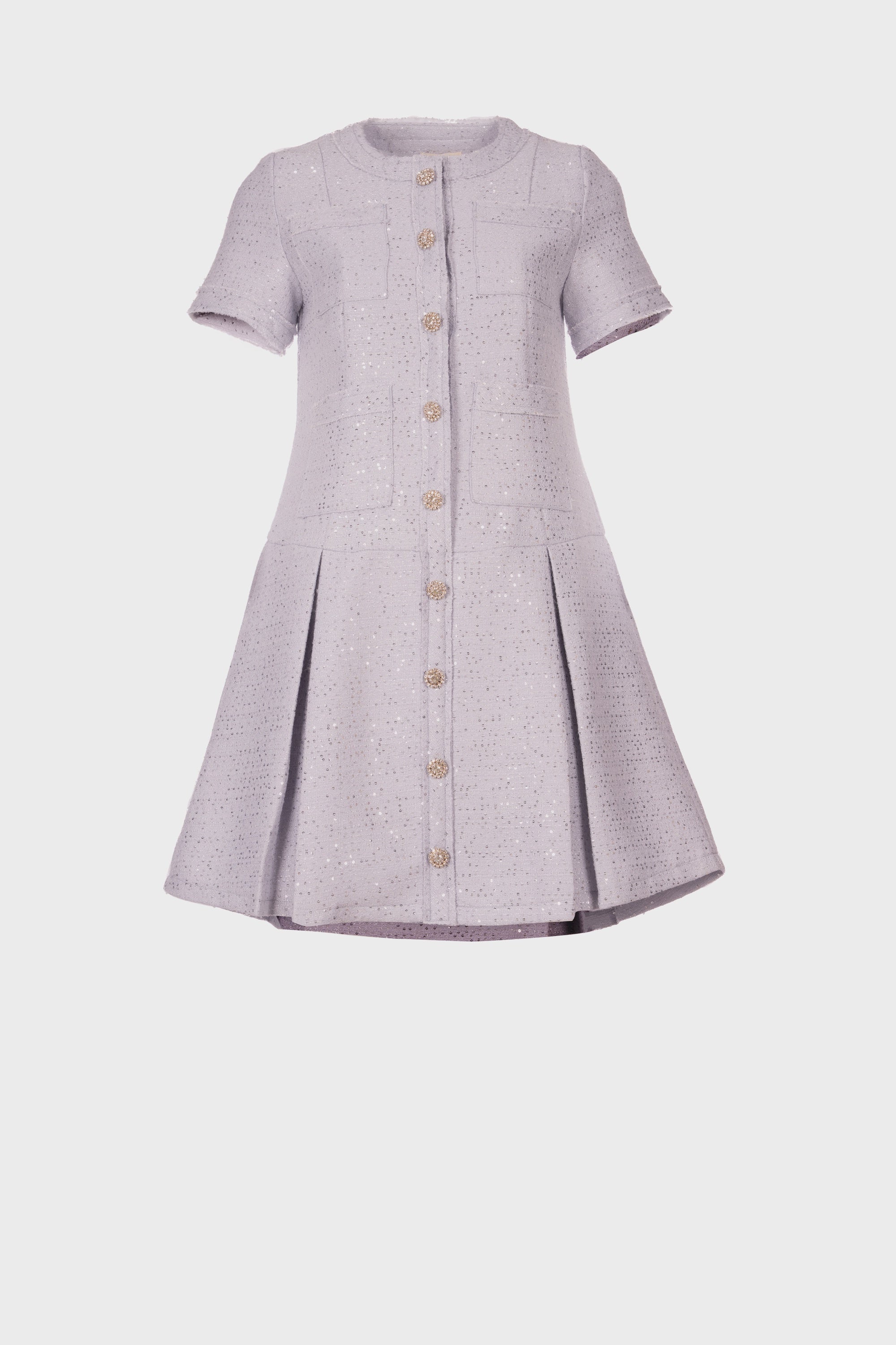 AZURE TWEED DRESS فستان من التويد الأزرق السماوي