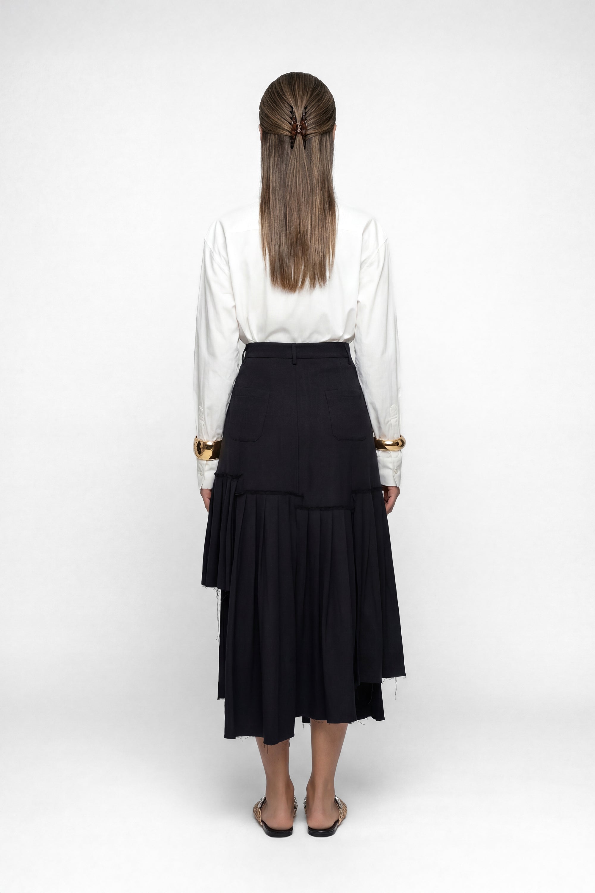 OFFSET MIDI SKIRT تنورة ميدي غير متماثلة