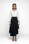 OFFSET MIDI SKIRT تنورة ميدي غير متماثلة