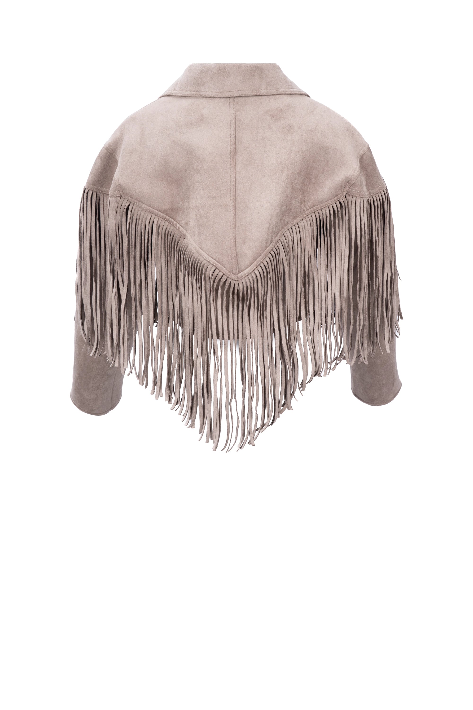 FRINGE RIDER SUEDE JACKET جاكيت من جلد الغزال مزين بشراشيب