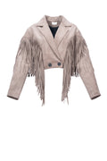 FRINGE RIDER SUEDE JACKET جاكيت من جلد الغزال مزين بشراشيب
