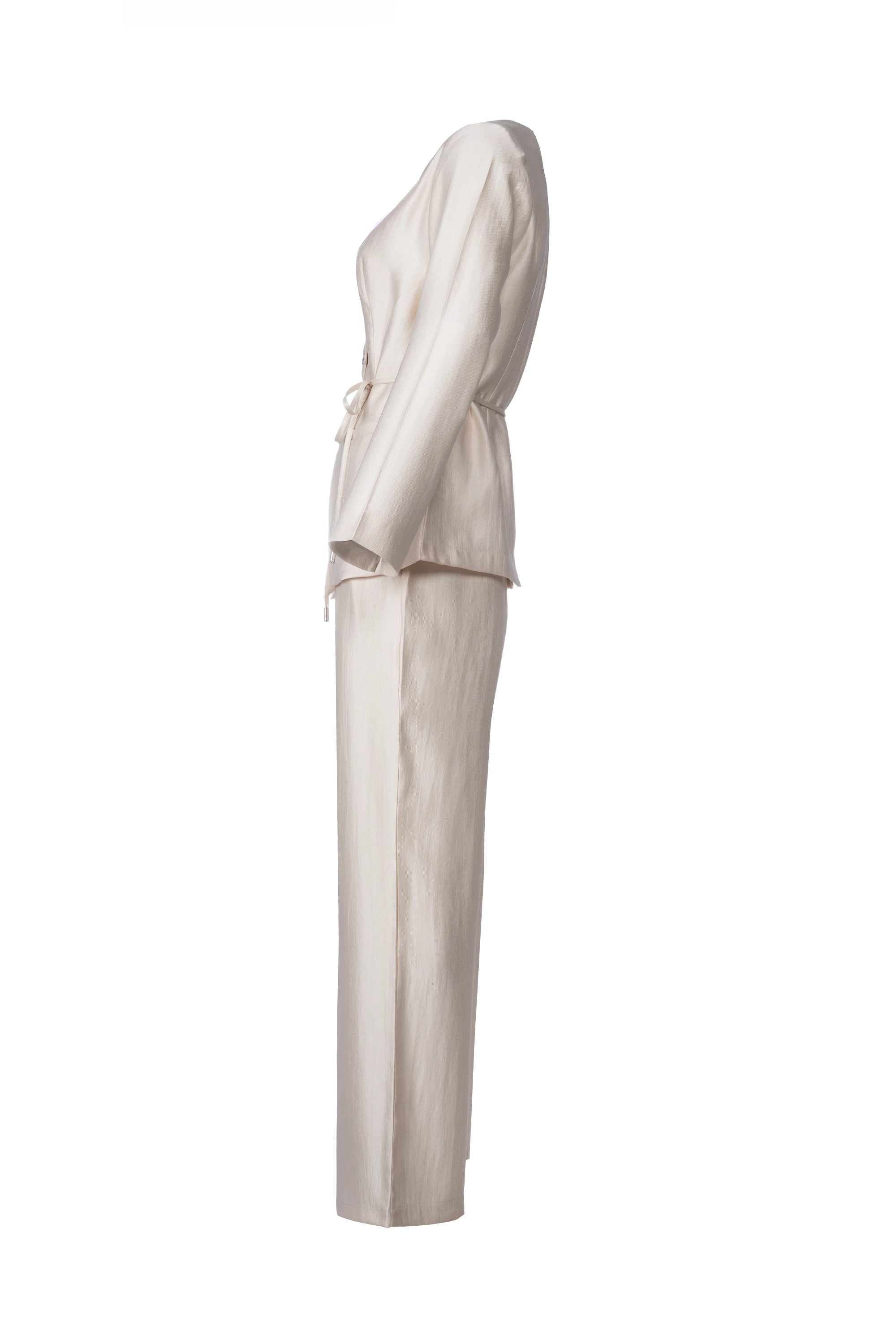 REGALIA CO-ORD SET : واسع الساقين. خصر مرتفع. إغلاق بسحاب