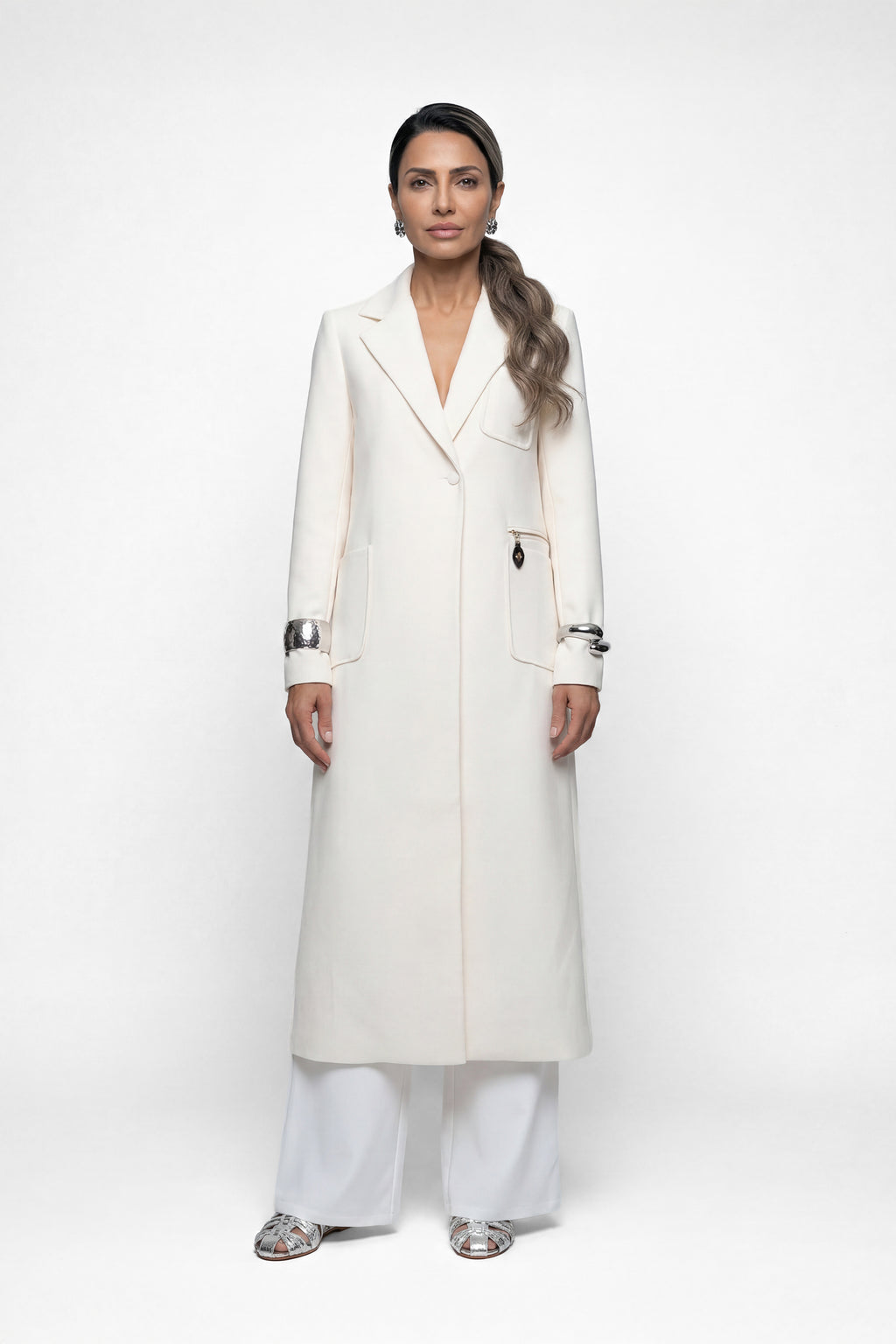 ECRU EMBER COAT معطف بلون بيج محمر