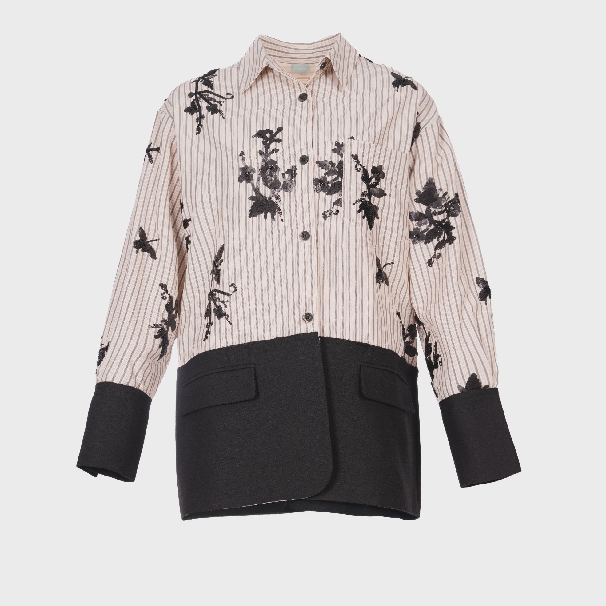 STRIPED ACCENT SHIRT قميص مخطط مزين