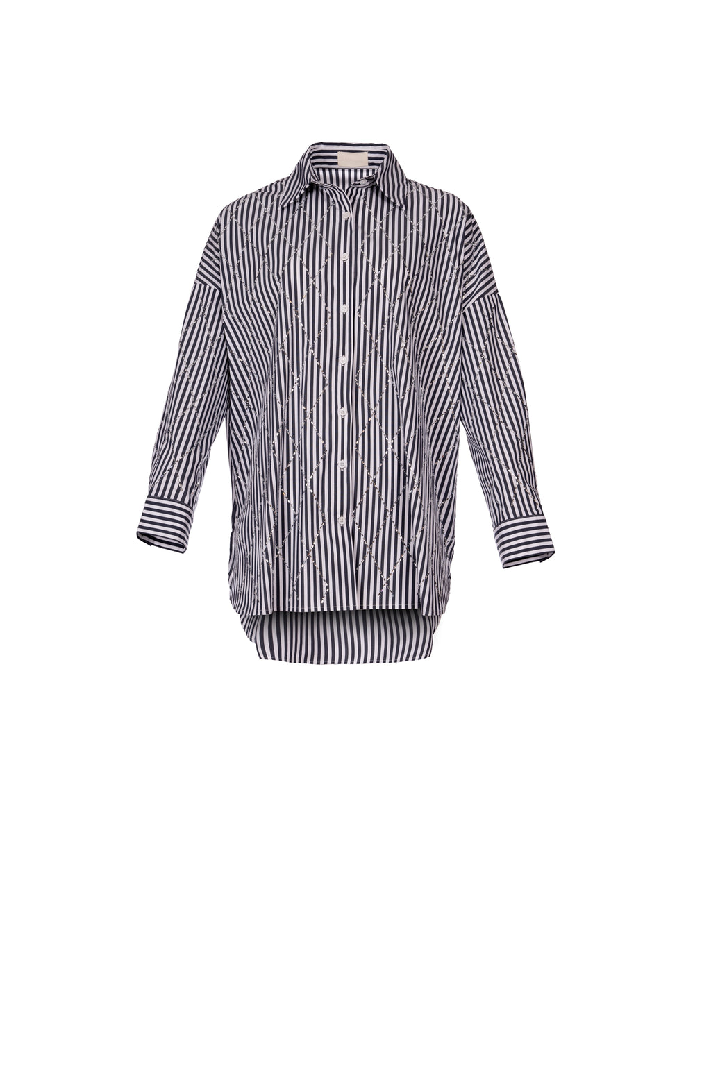 LUMINOUS STRIPED SHIRT قميص مخطط لامع