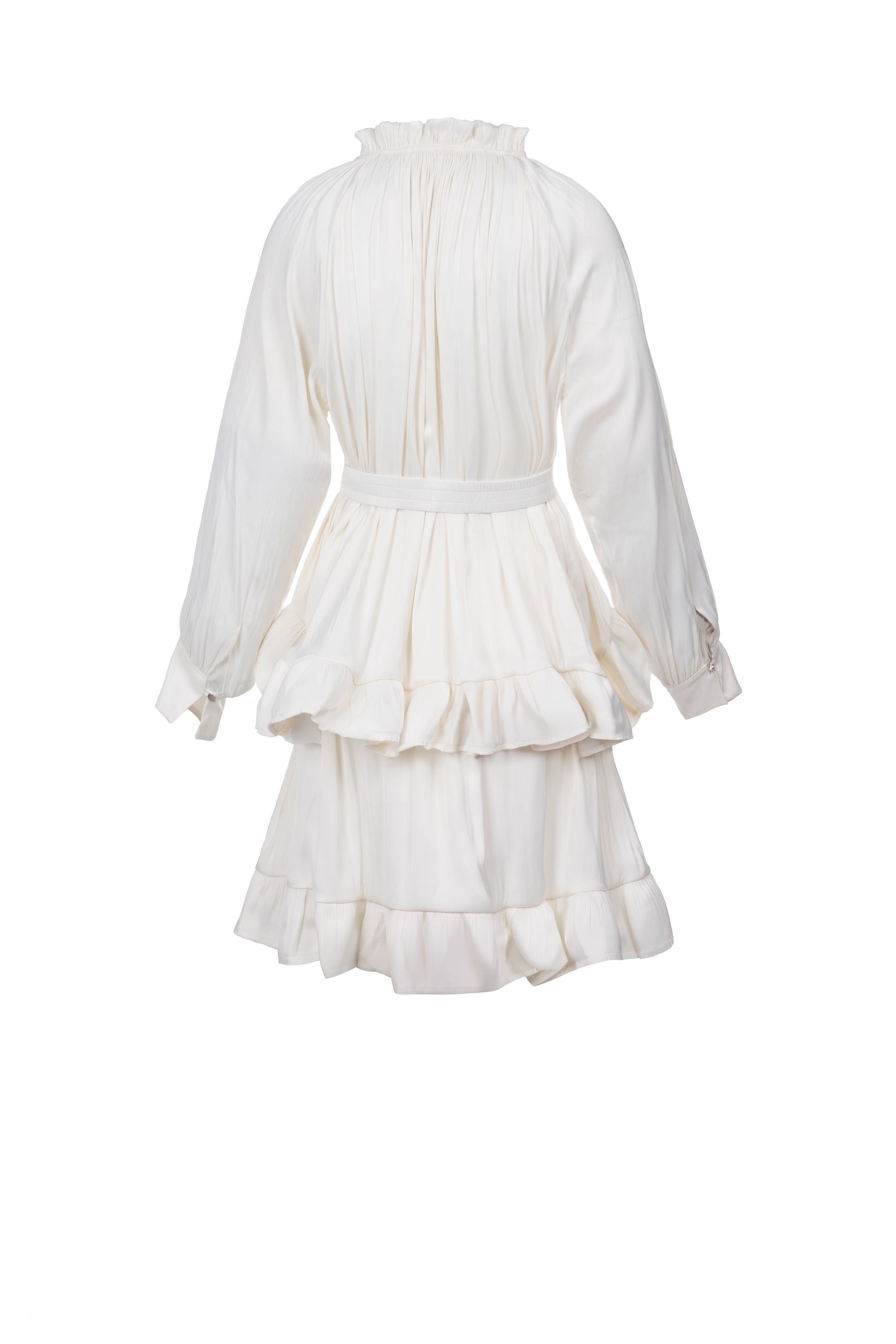 PEPLUM ENSEMBLE SET Top : Peplum Hem. Tie-Up Neckline. Full Raglan Sleeves. Skirt : Peplum Bottom. Mid Length. الجزء العلوي: حاشية بيبلوم. رقبة مربوطة. أكمام راجلان كاملة. التنورة: سفلية بيبلوم. طول متوسط