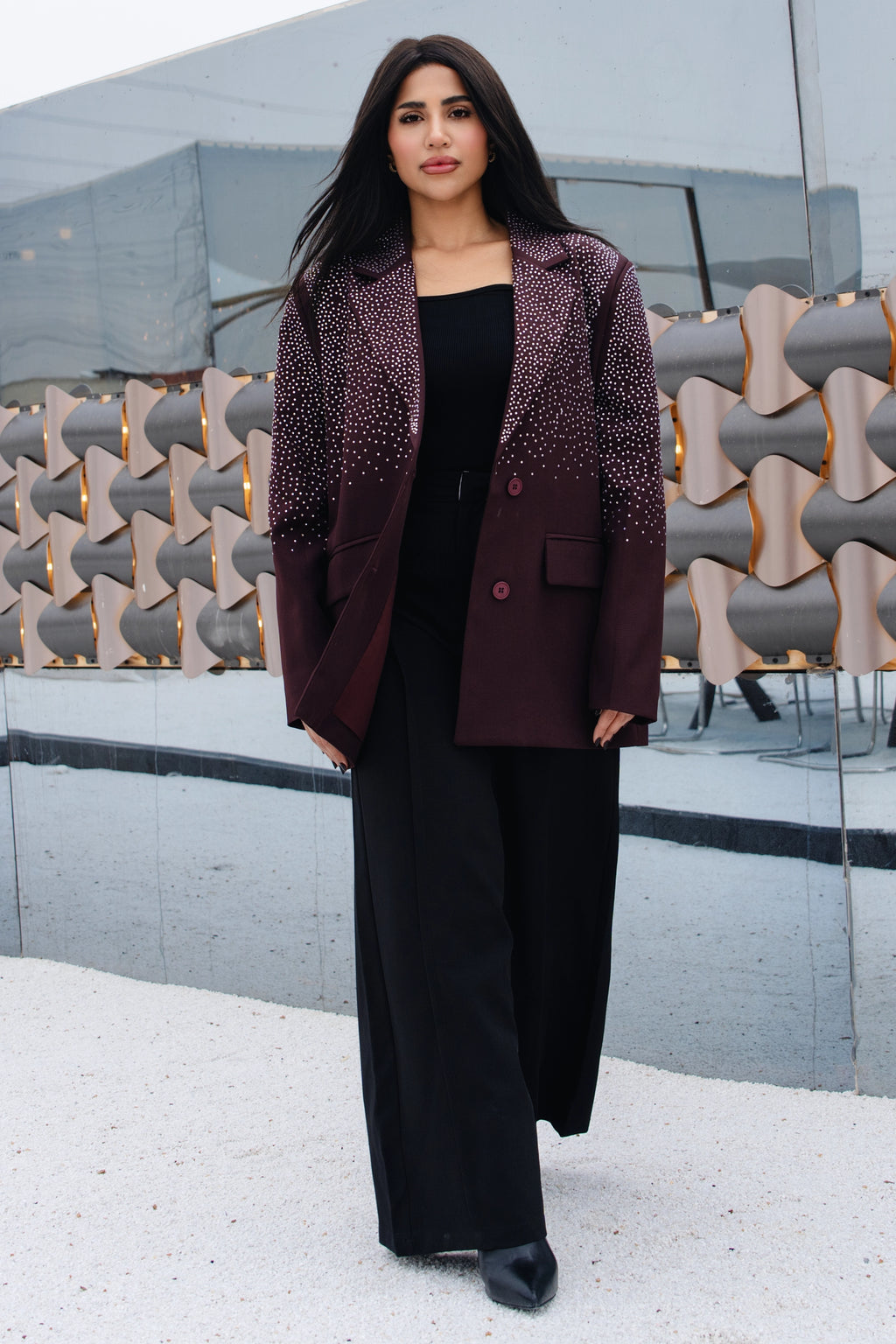 GLITZ WINE BLAZER بليزر نبيذ لامع