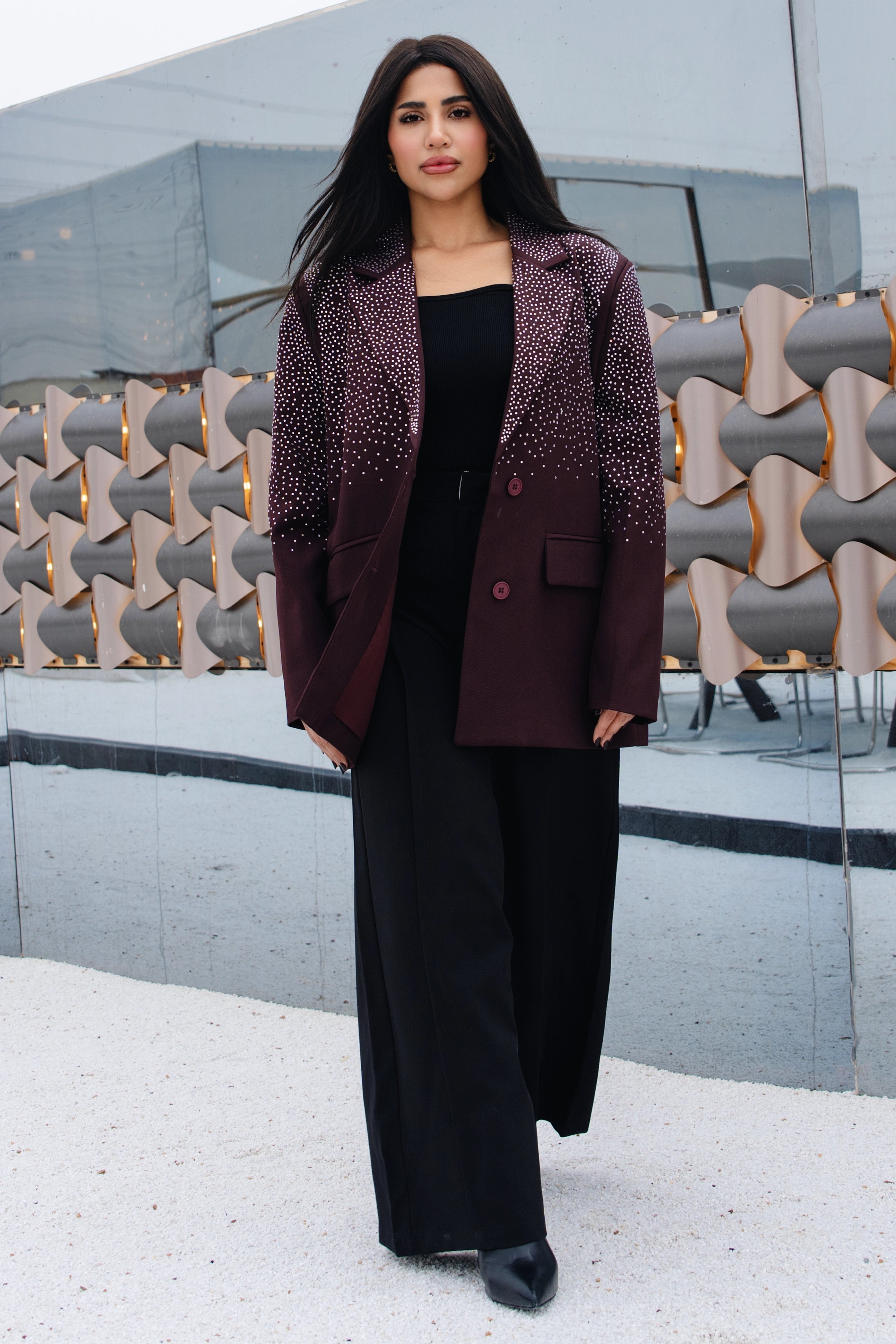 GLITZ WINE BLAZER بليزر نبيذ لامع