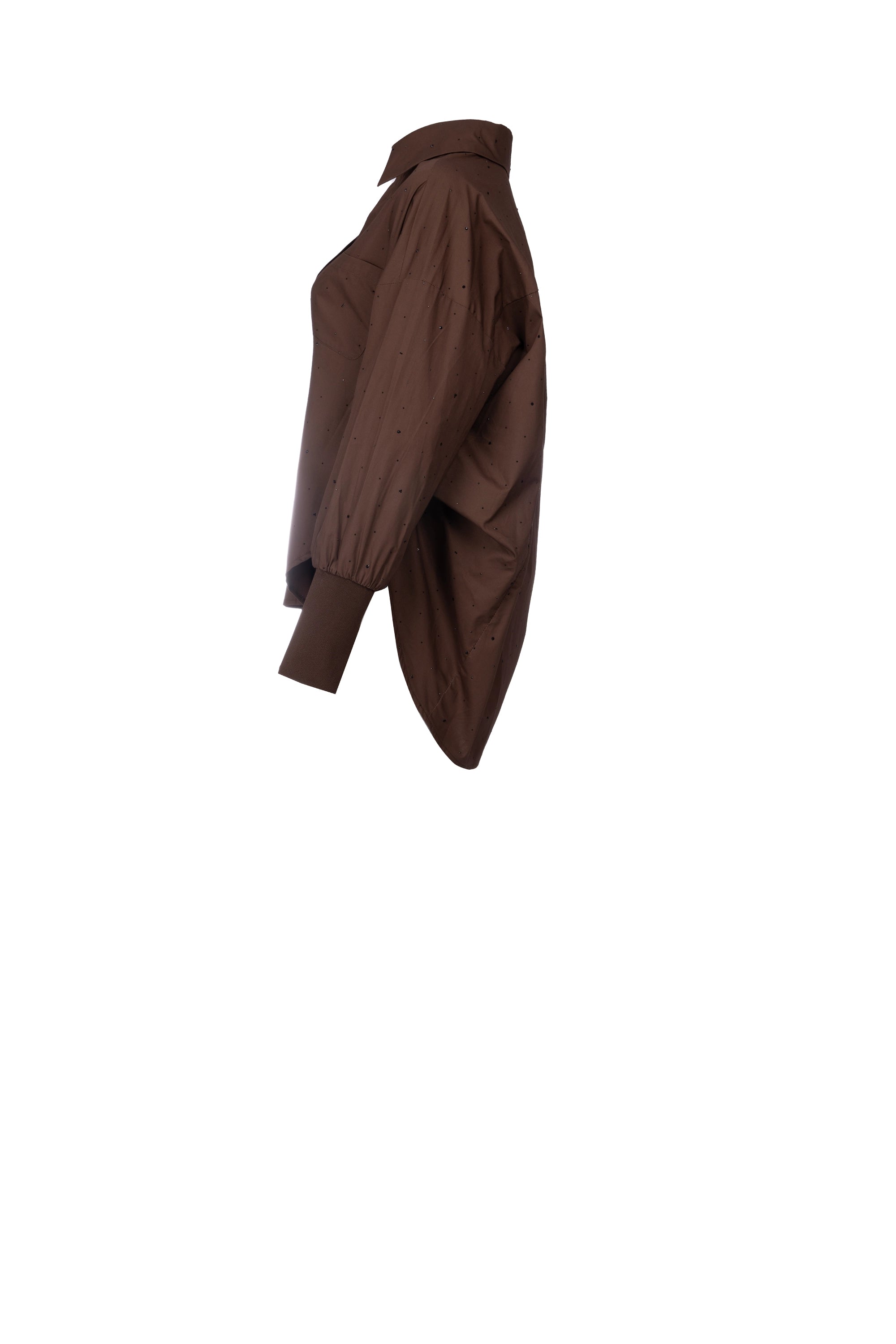 RITZ SHIRT قميص بطول عادي    أكمام طويلة باساور مضلعة فنحة العنق حجر الراين في كل مكان