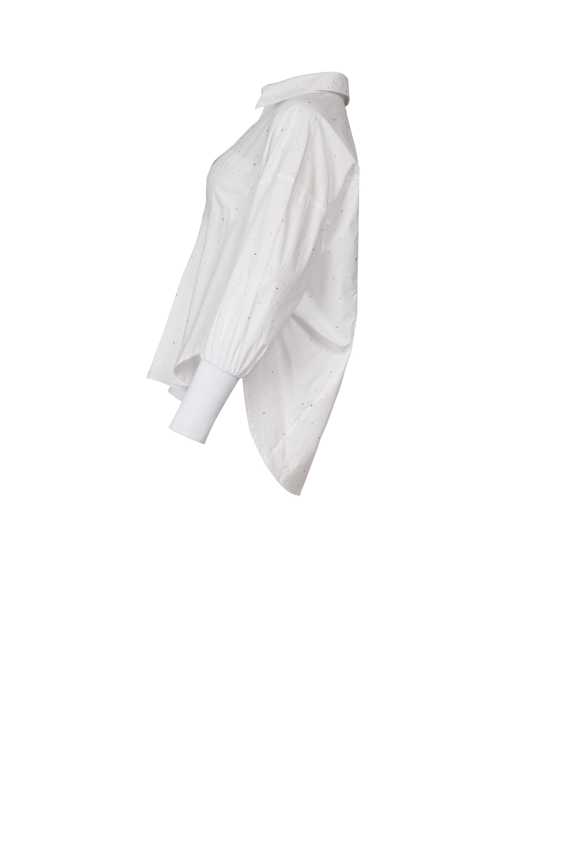 RITZ SHIRT قميص بطول عادي    أكمام طويلة باساور مضلعة فنحة العنق حجر الراين في كل مكان