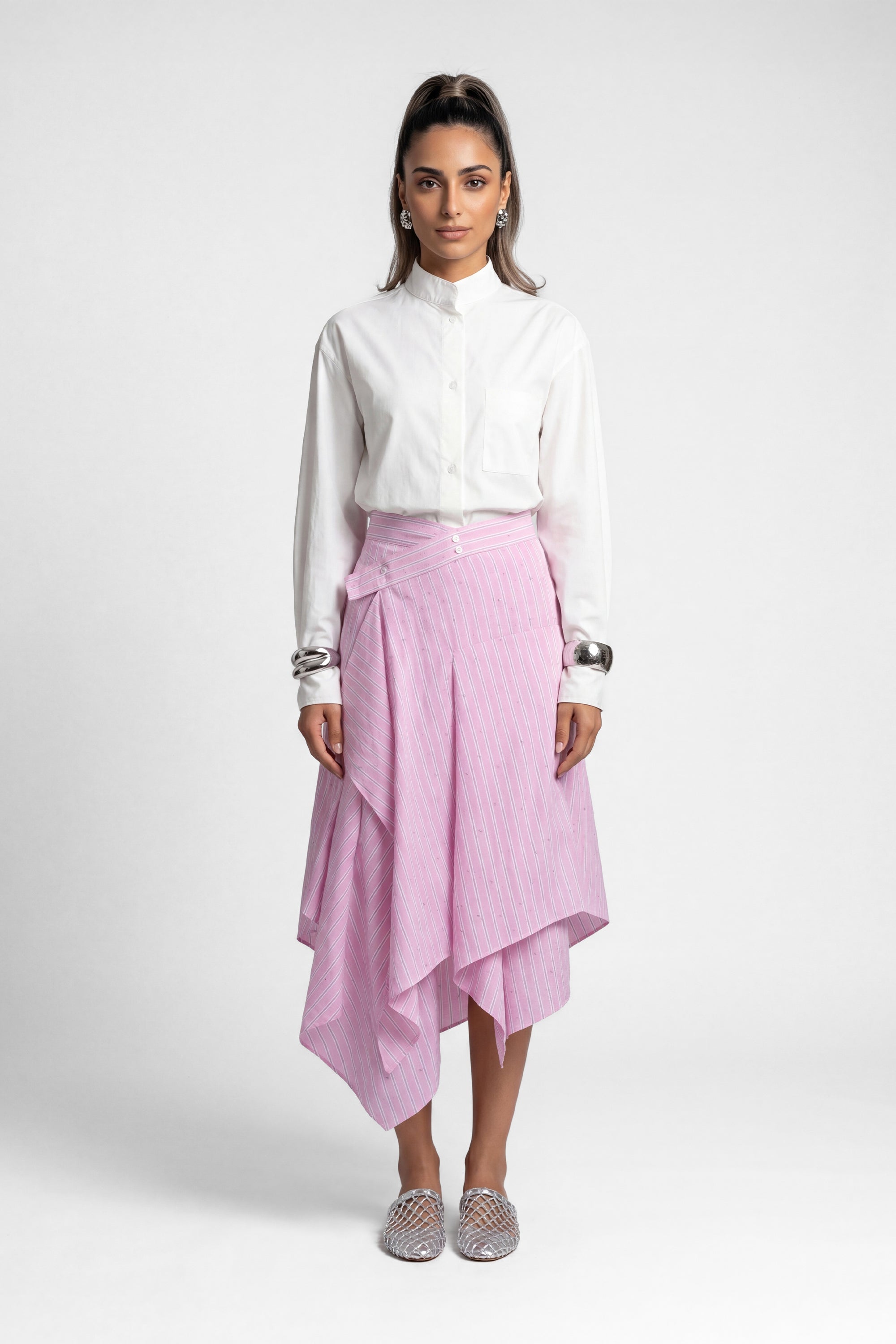 PINK GLITZ SKIRT تنورة وردية لامعة