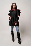 Elegant White Ruffled Top - بلوزه متناسق طويل اكمام طويله ساده