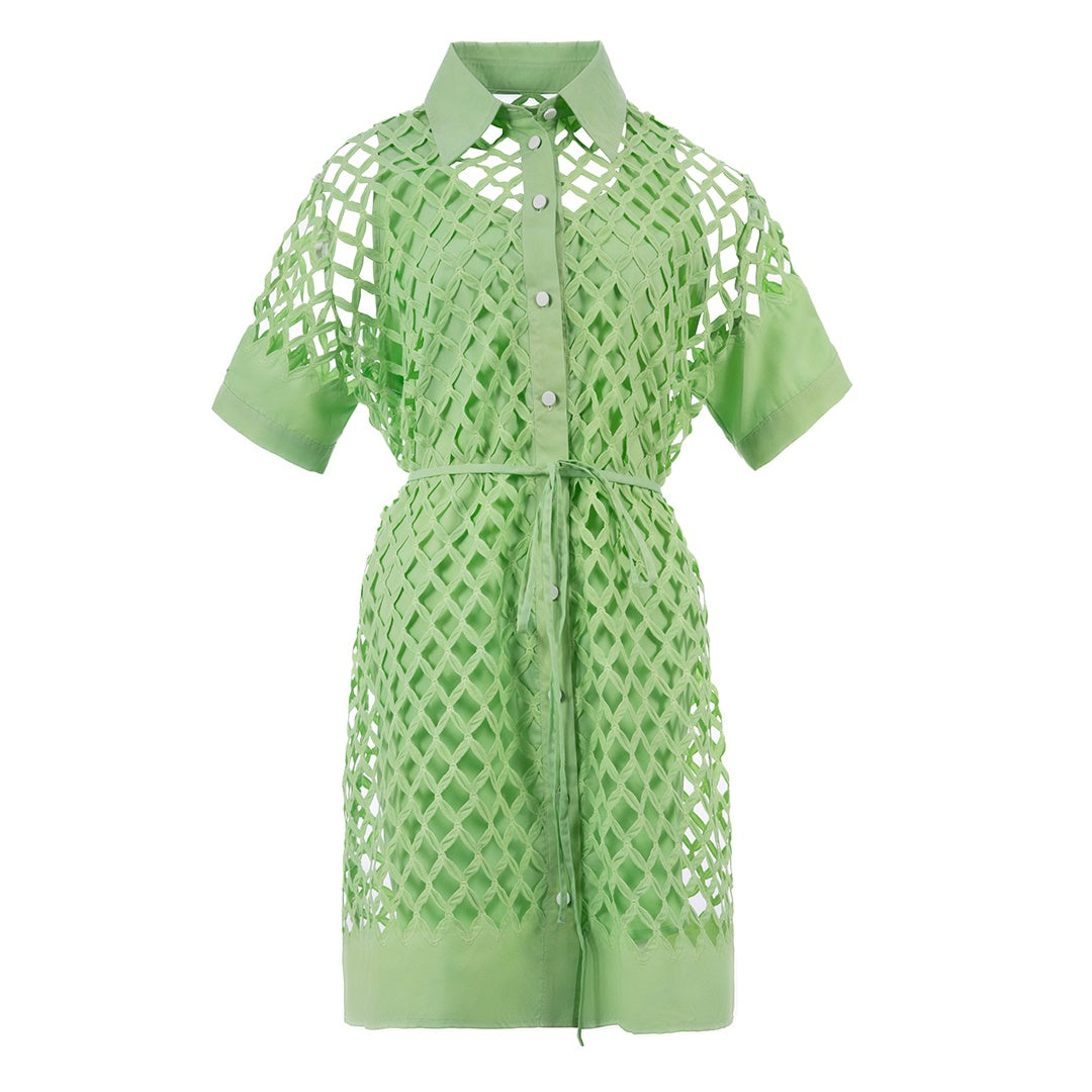 Mossy Marvel mid fit dress half sleeve plain فستان متناسق كم قصير ساده