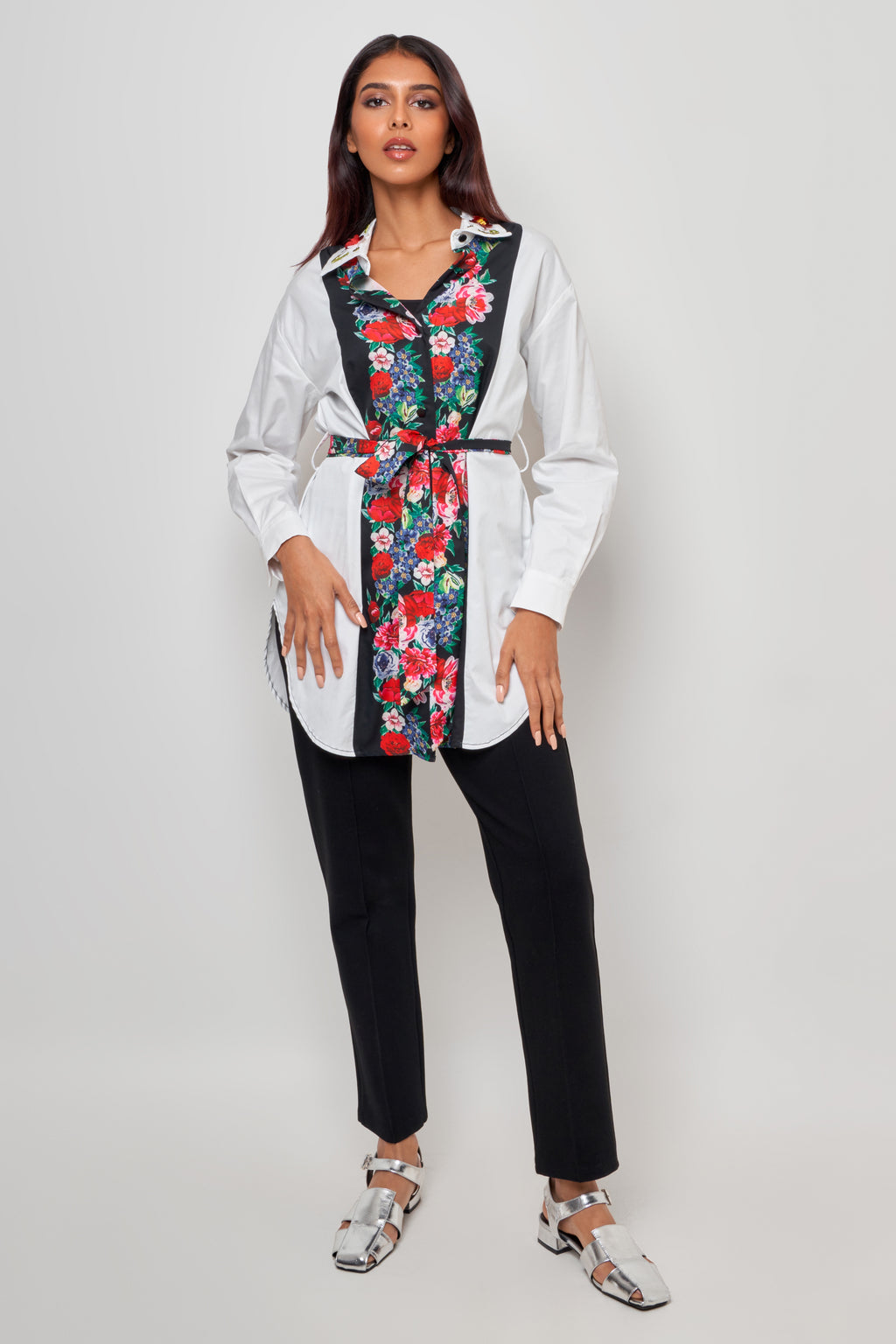 happy holiday-   shirt  flow mid-long sleeve printed- قميص منسدل مع القوام متوسط الطول اكمام طويله مطبوع