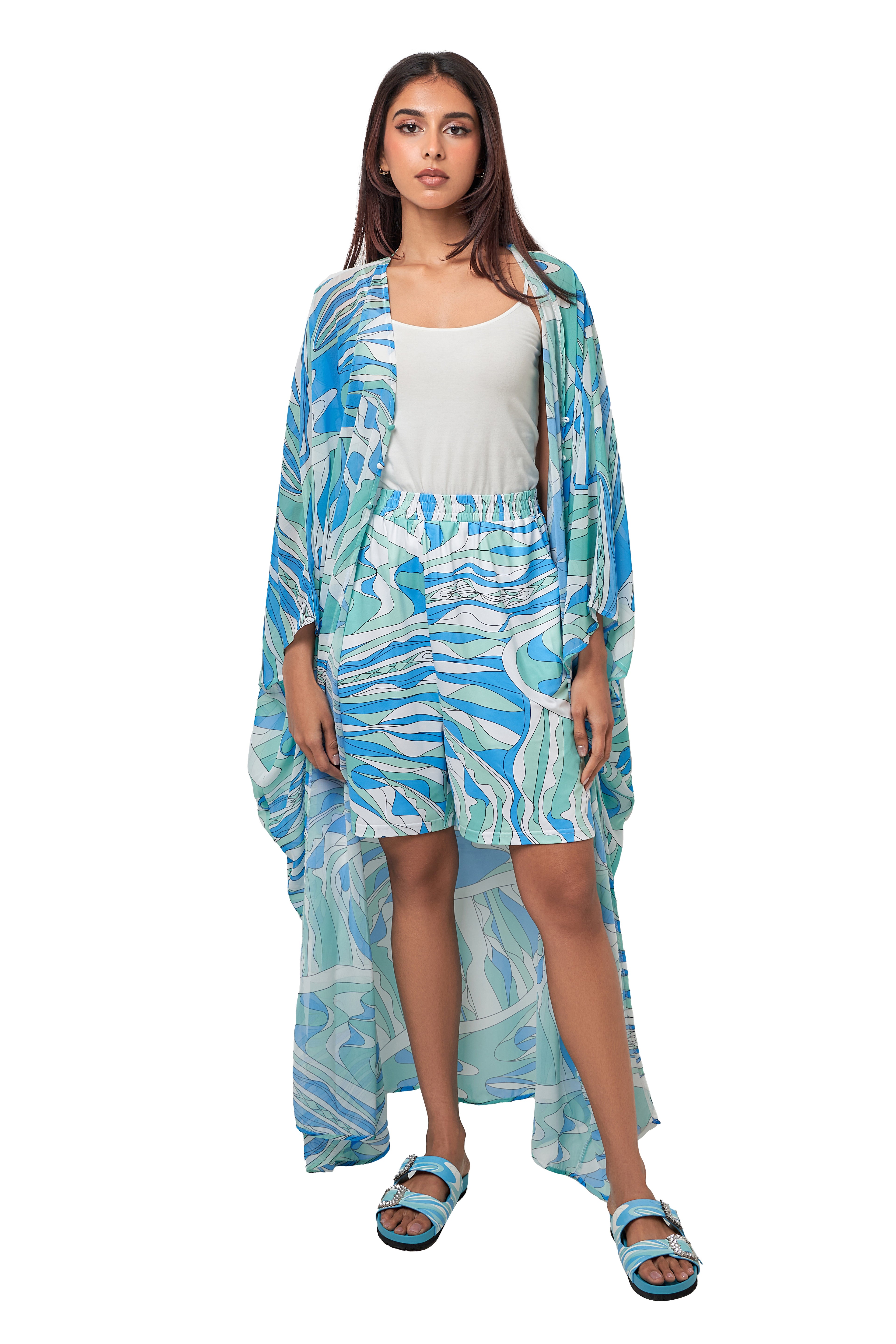 Coverup  sleeve printed أغطية  نمط مطبوع