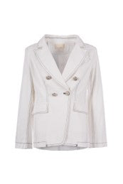 White Shawl FIT BLAZER LONG SLEEVE PLAINجاكيت متناسق كم طويل سادة