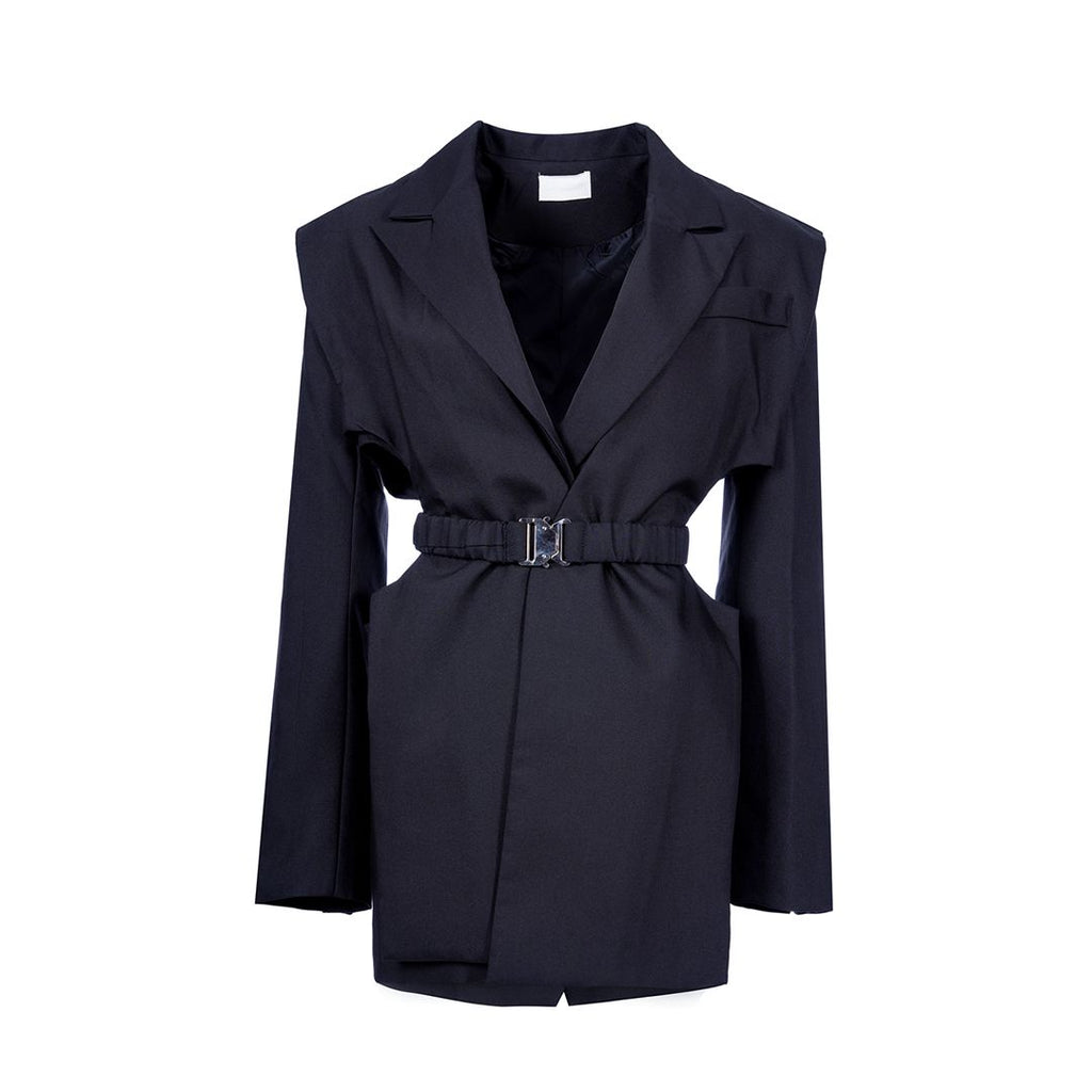 Waist-Tied Vest fit blazer long sleeve plain جاكيت متناسق كم طويل سادة