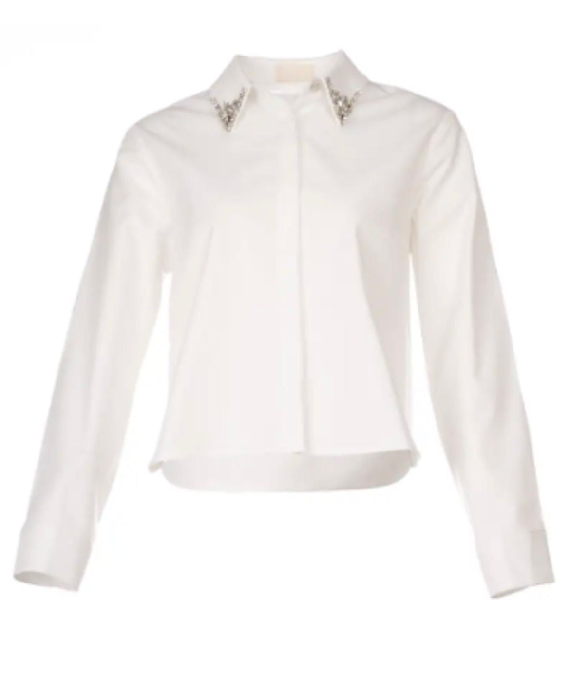 CROP GLITZ APEX SHIRT طول قصير، أكمام طويلة، حافة سفلية.