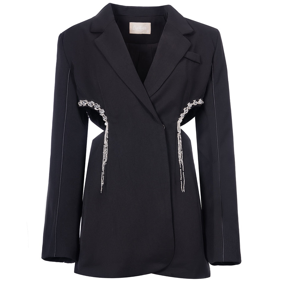 Shimmer Side fit blazer long sleeve جاكيت متناسق كم طويل