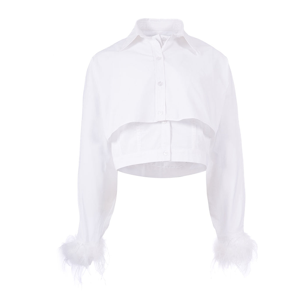 Feathery Sleeve قميص متناسق كم طويل سادة