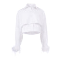 Feathery Sleeve قميص متناسق كم طويل سادة