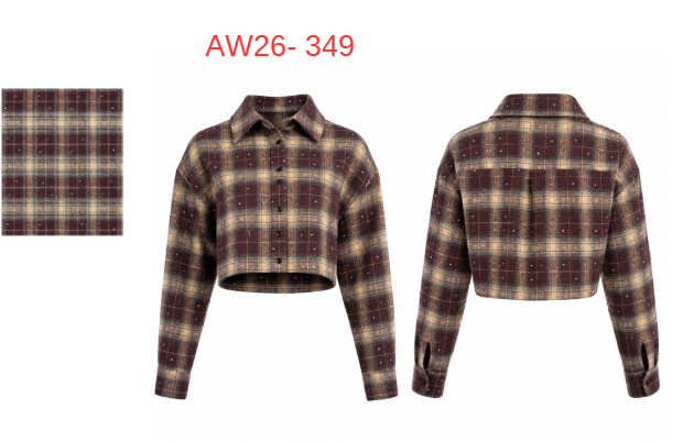 CROPPED PLAID OVERSHIRT  قميص خارجي قصير بنقشة مربعات