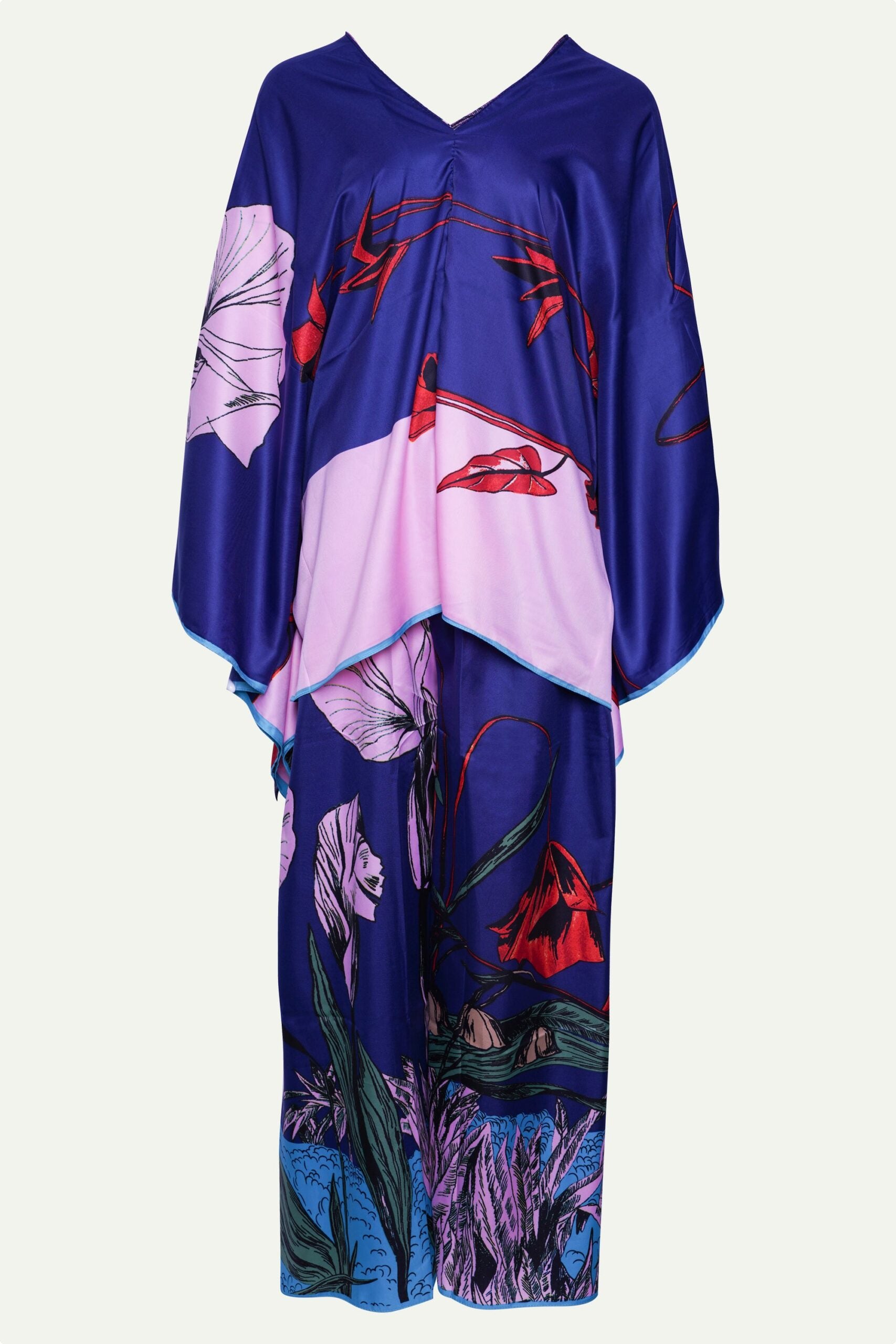 2 PC SET TOP AND PANT- فستان منسدل مع القوام طويل باكمام طويله نمط مطبوع