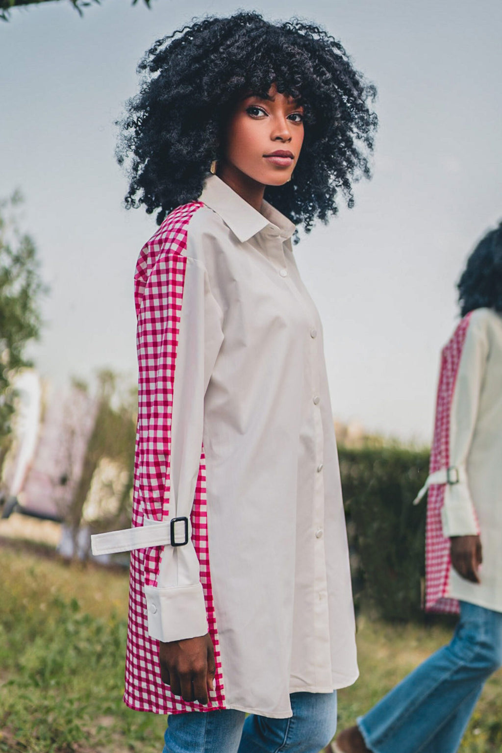 Shirt fit long printed long sleeves  قميص متناسق طويل اكمام طويله مطبوع